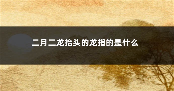 二月二龙抬头的龙指的是什么
