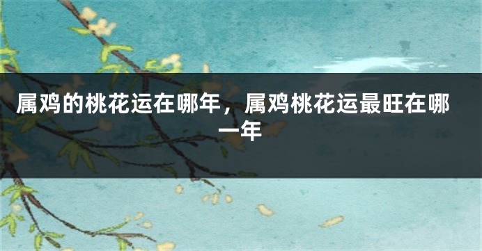 属鸡的桃花运在哪年，属鸡桃花运最旺在哪一年
