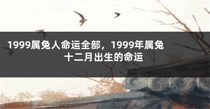 1999属兔人命运全部，1999年属兔十二月出生的命运