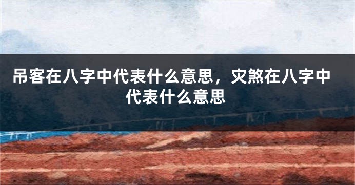 吊客在八字中代表什么意思，灾煞在八字中代表什么意思