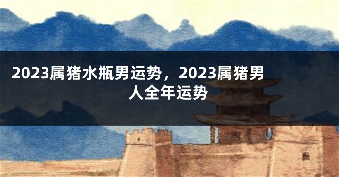 2023属猪水瓶男运势，2023属猪男人全年运势