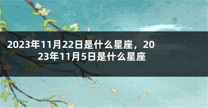 2023年11月22日是什么星座，2023年11月5日是什么星座