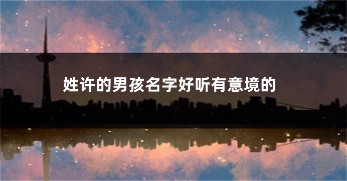 姓许的男孩名字好听有意境的