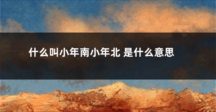 什么叫小年南小年北 是什么意思