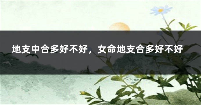 地支中合多好不好，女命地支合多好不好