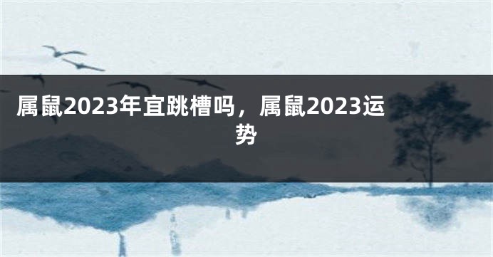 属鼠2023年宜跳槽吗，属鼠2023运势