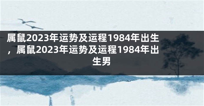 属鼠2023年运势及运程1984年出生，属鼠2023年运势及运程1984年出生男