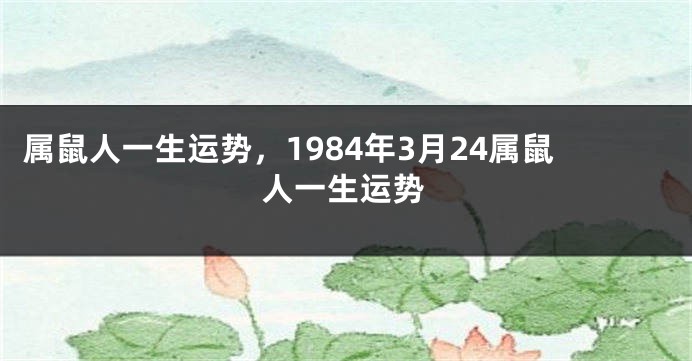 属鼠人一生运势，1984年3月24属鼠人一生运势