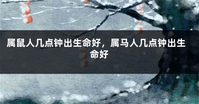属鼠人几点钟出生命好，属马人几点钟出生命好