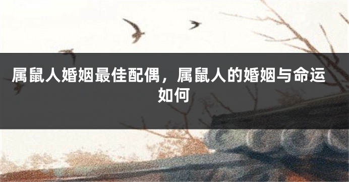 属鼠人婚姻最佳配偶，属鼠人的婚姻与命运如何