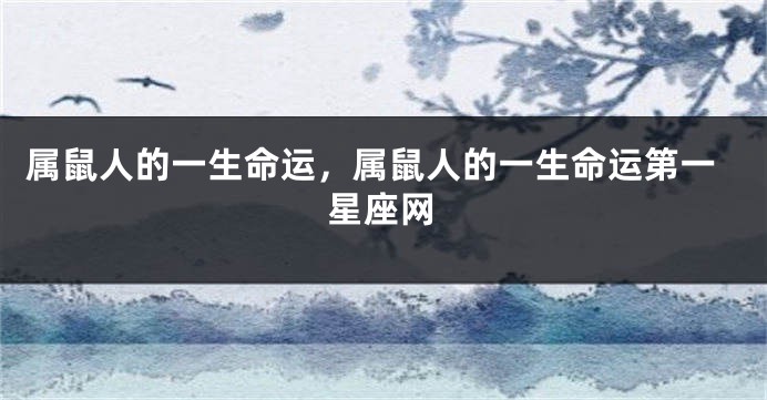属鼠人的一生命运，属鼠人的一生命运第一星座网