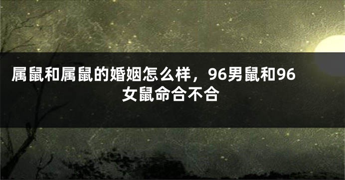 属鼠和属鼠的婚姻怎么样，96男鼠和96女鼠命合不合