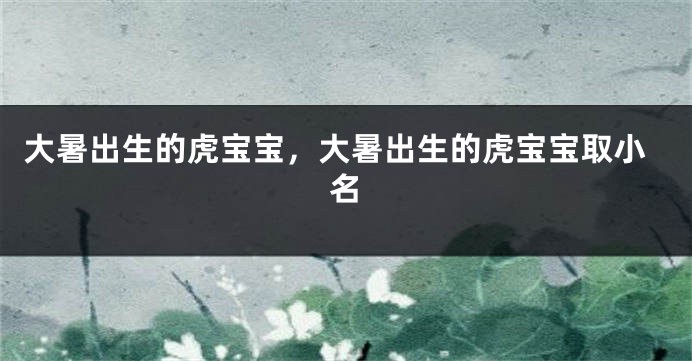 大暑出生的虎宝宝，大暑出生的虎宝宝取小名