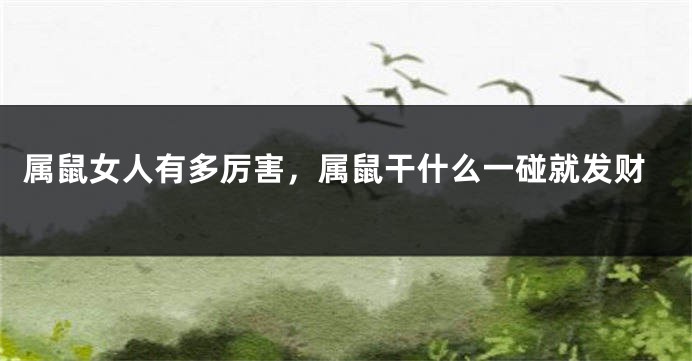 属鼠女人有多厉害，属鼠干什么一碰就发财