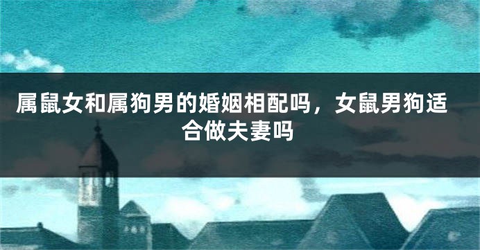 属鼠女和属狗男的婚姻相配吗，女鼠男狗适合做夫妻吗