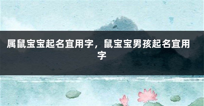 属鼠宝宝起名宜用字，鼠宝宝男孩起名宜用字