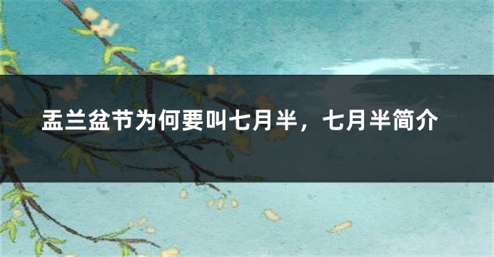 盂兰盆节为何要叫七月半，七月半简介