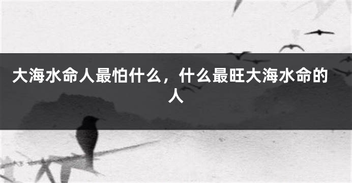 大海水命人最怕什么，什么最旺大海水命的人