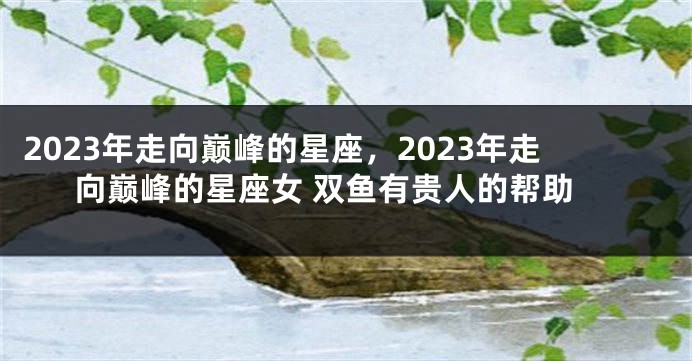 2023年走向巅峰的星座，2023年走向巅峰的星座女 双鱼有贵人的帮助