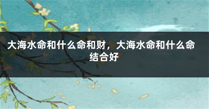 大海水命和什么命和财，大海水命和什么命结合好