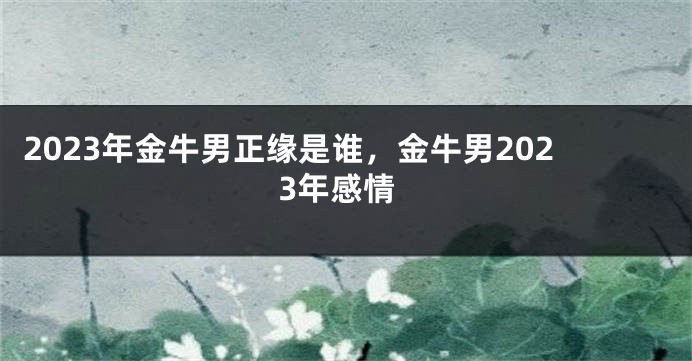 2023年金牛男正缘是谁，金牛男2023年感情