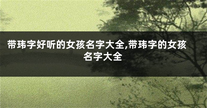 带玮字好听的女孩名字大全,带玮字的女孩名字大全