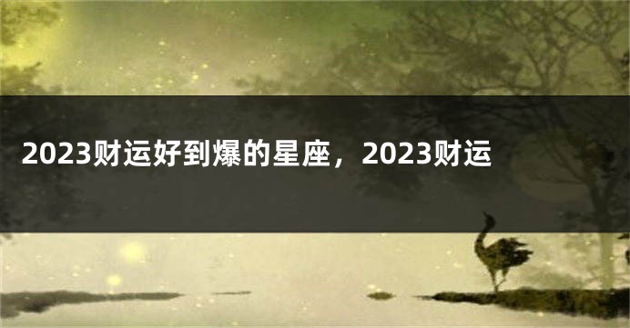 2023财运好到爆的星座，2023财运