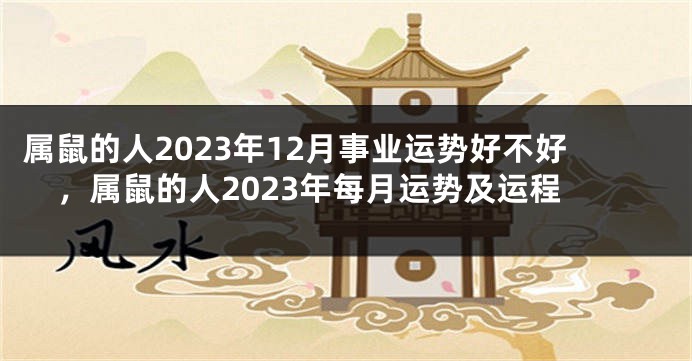 属鼠的人2023年12月事业运势好不好，属鼠的人2023年每月运势及运程