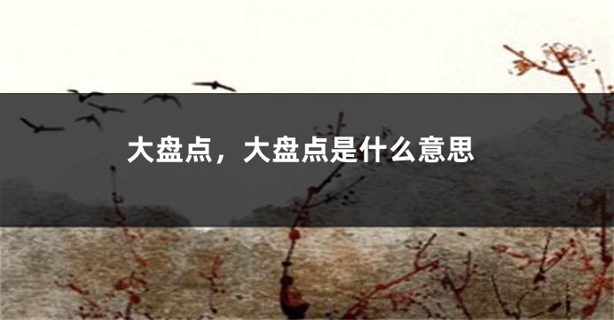 大盘点，大盘点是什么意思
