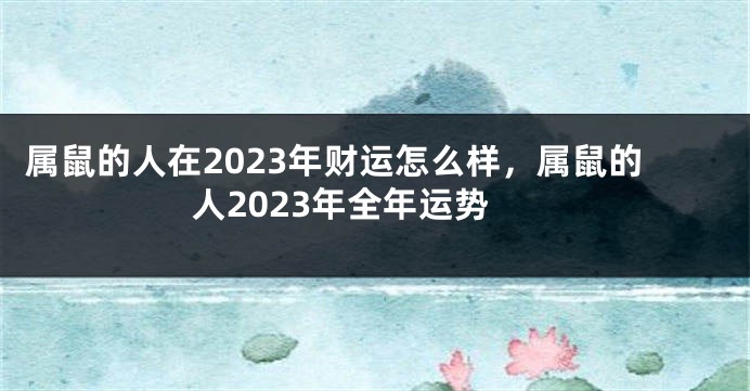 属鼠的人在2023年财运怎么样，属鼠的人2023年全年运势