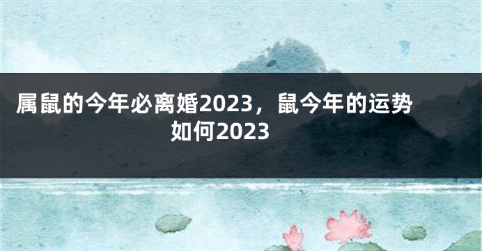 属鼠的今年必离婚2023，鼠今年的运势如何2023