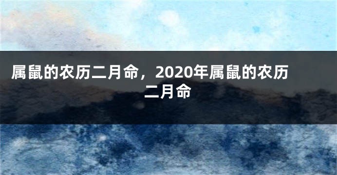 属鼠的农历二月命，2020年属鼠的农历二月命