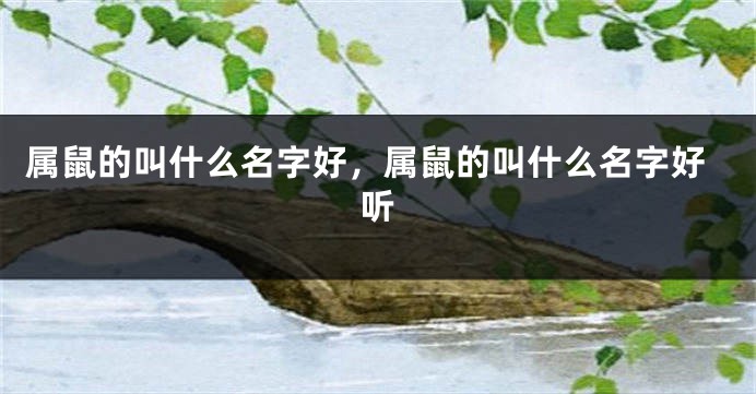 属鼠的叫什么名字好，属鼠的叫什么名字好听