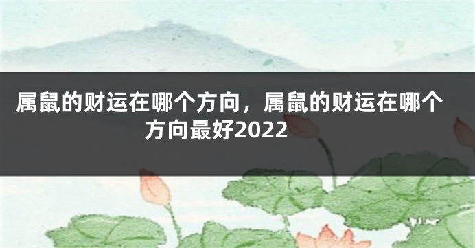 属鼠的财运在哪个方向，属鼠的财运在哪个方向最好2022