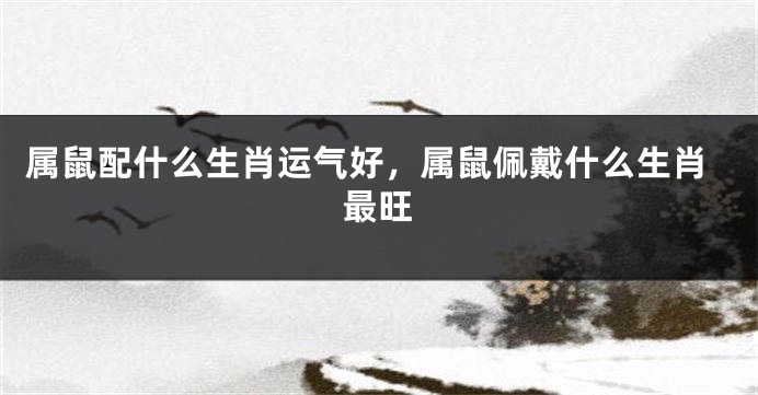 属鼠配什么生肖运气好，属鼠佩戴什么生肖最旺