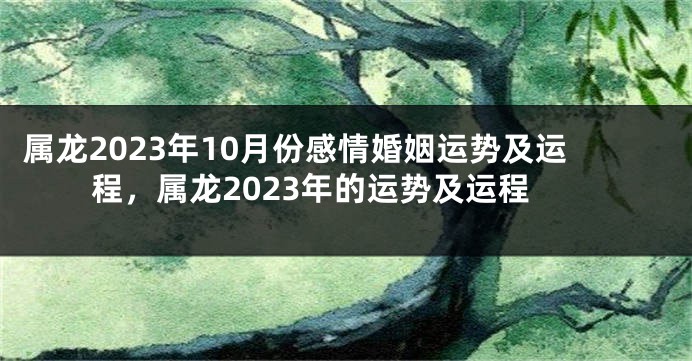 属龙2023年10月份感情婚姻运势及运程，属龙2023年的运势及运程