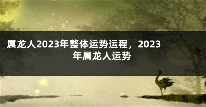 属龙人2023年整体运势运程，2023年属龙人运势