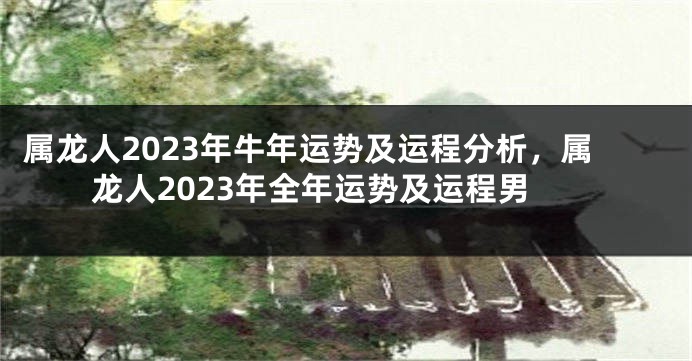 属龙人2023年牛年运势及运程分析，属龙人2023年全年运势及运程男