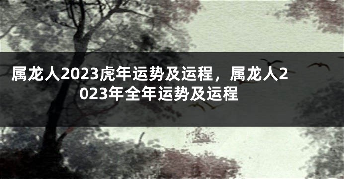 属龙人2023虎年运势及运程，属龙人2023年全年运势及运程