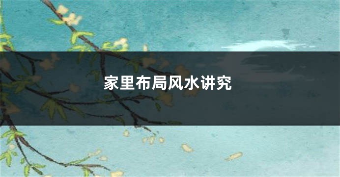 家里布局风水讲究
