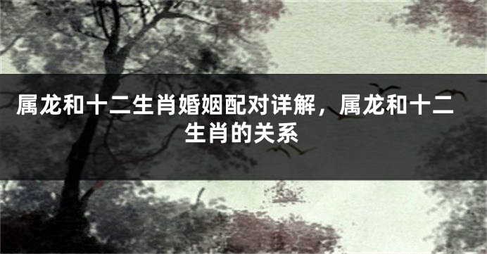 属龙和十二生肖婚姻配对详解，属龙和十二生肖的关系