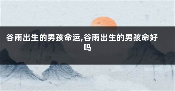 谷雨出生的男孩命运,谷雨出生的男孩命好吗