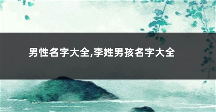 男性名字大全,李姓男孩名字大全