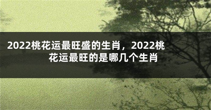 2022桃花运最旺盛的生肖，2022桃花运最旺的是哪几个生肖