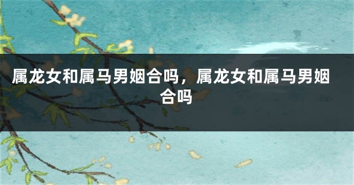 属龙女和属马男姻合吗，属龙女和属马男姻合吗