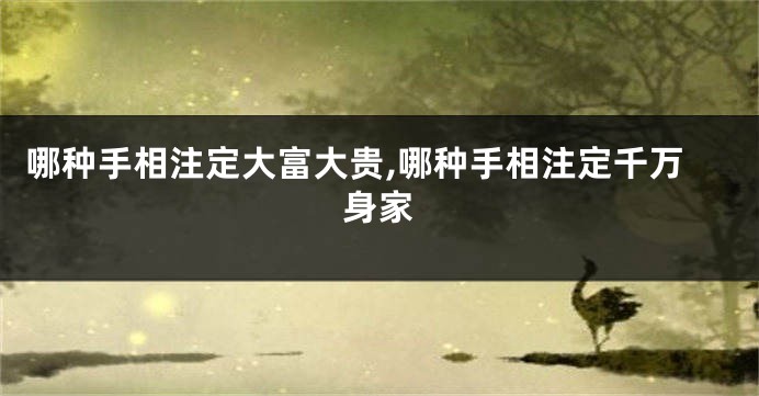 哪种手相注定大富大贵,哪种手相注定千万身家