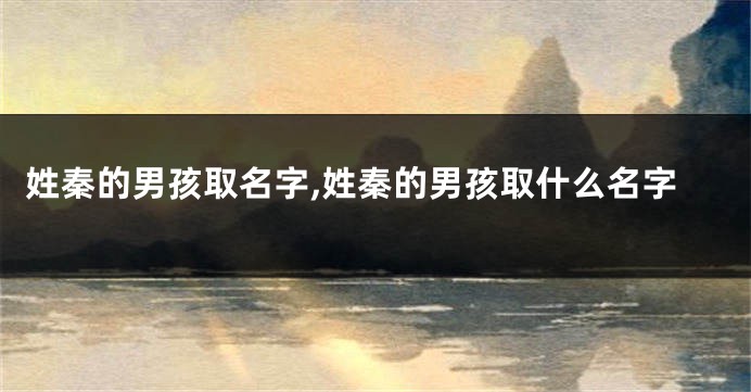 姓秦的男孩取名字,姓秦的男孩取什么名字