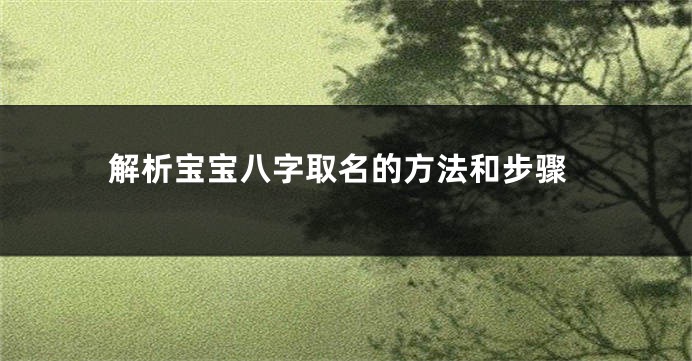 解析宝宝八字取名的方法和步骤