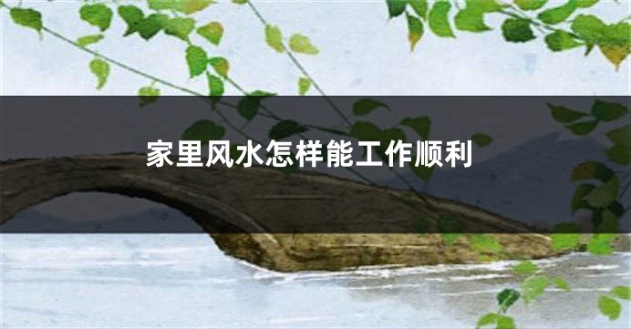 家里风水怎样能工作顺利
