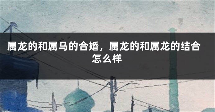 属龙的和属马的合婚，属龙的和属龙的结合怎么样